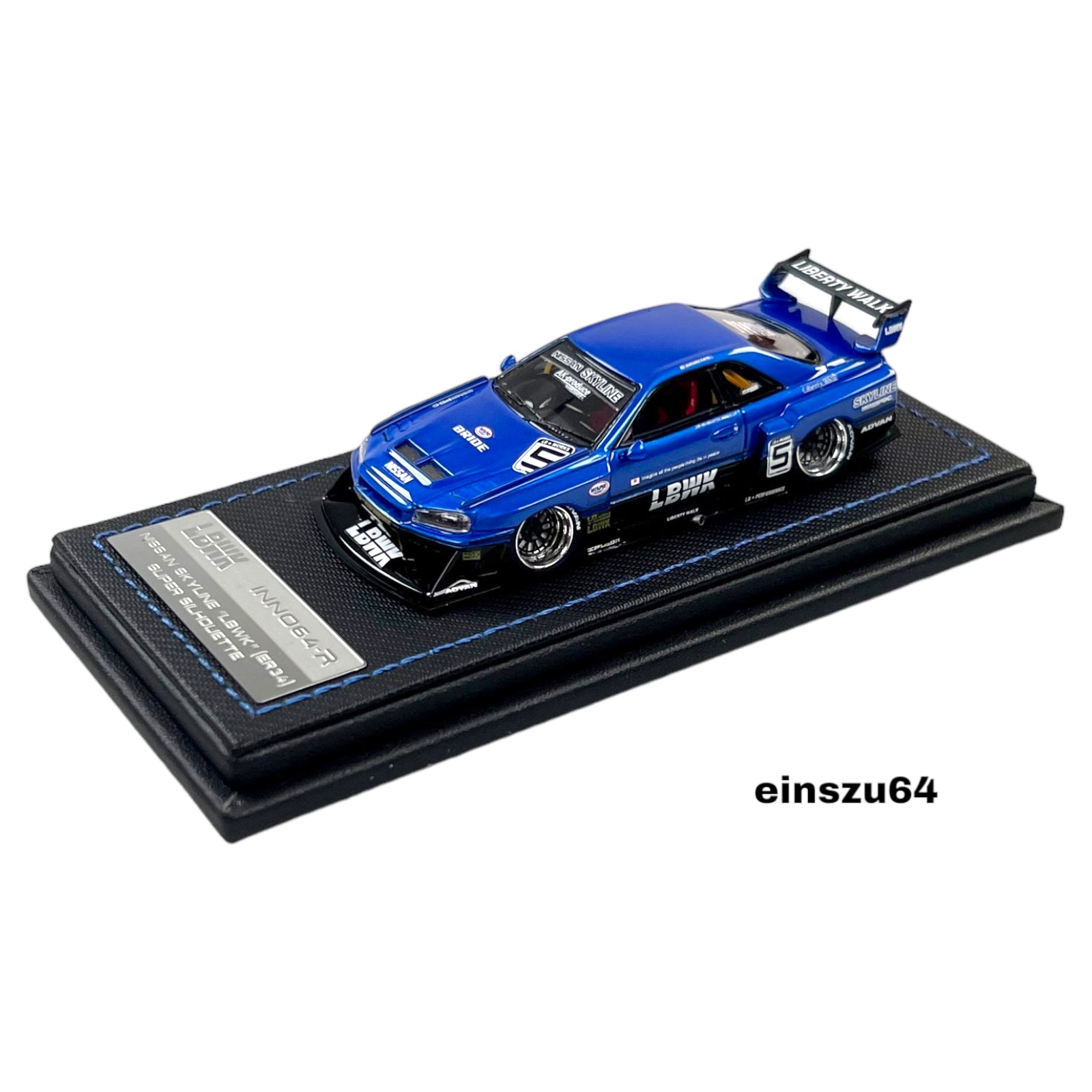 INNO64 - *Resin* Nissan Skyline *LBWK* (ER34) Super Silhouette, blue/black  - IN64R-ER34-BLU