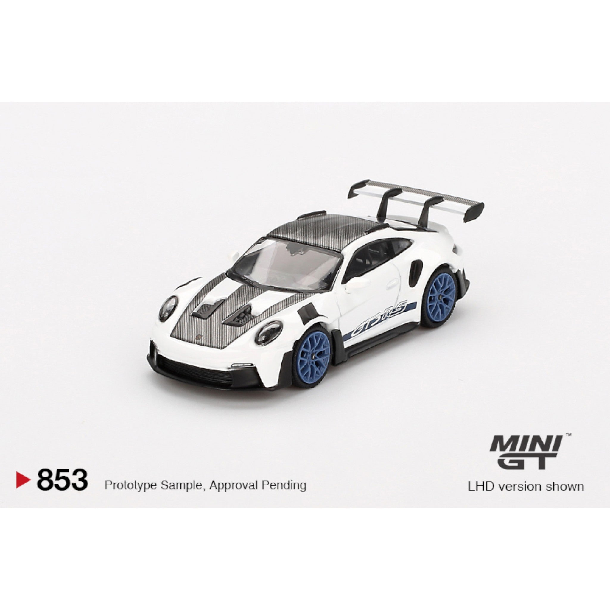 Mini GT   Pre Order   Porsche 20 20 GT20 RS Weissach Package White /  Indigo Blue   MGT008520 LHD