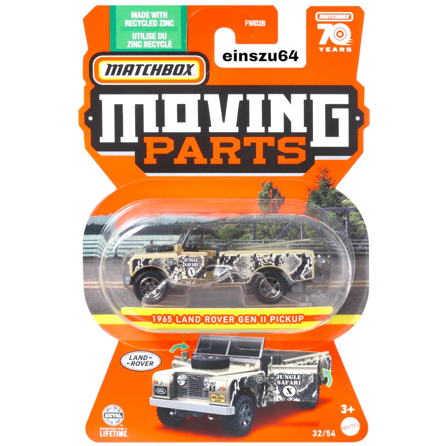 Matchbox 2023 - Moving Parts - 1965 Land Rover Gen II Pickup - HLG17