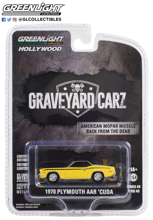 Greenlight - 1970 Plymouth AAR Cuda - Graveyard Carz - 62010-D - Hollywood 40 - 1:64