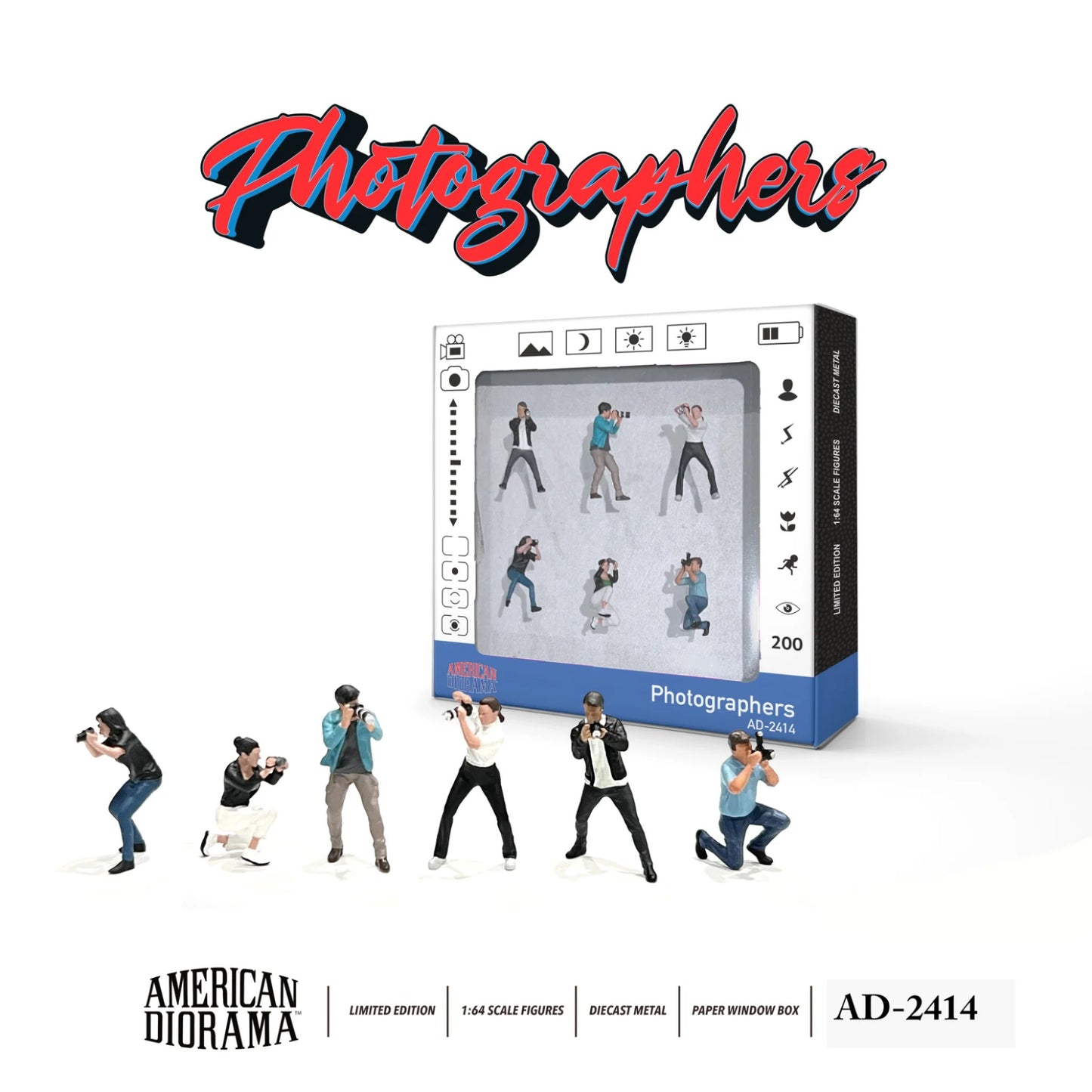 American Diorama - Photographers Figure set of 6 Figures - AD-2414MJ - Mijo Exclusice 1:64