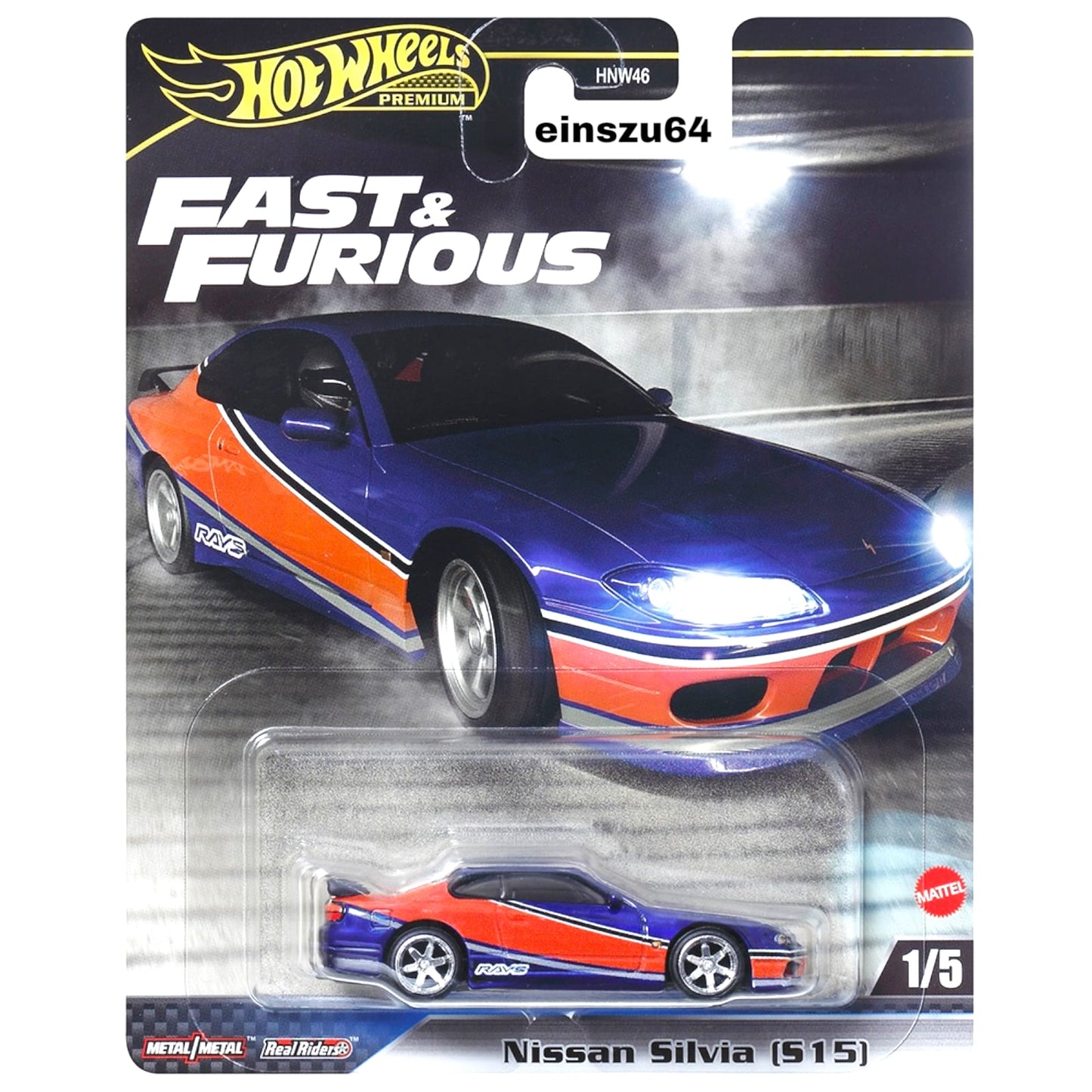 Hot Wheels 2024 - Fast & Furious- Nissan Silvia (S15) - HYP73 - 1:64