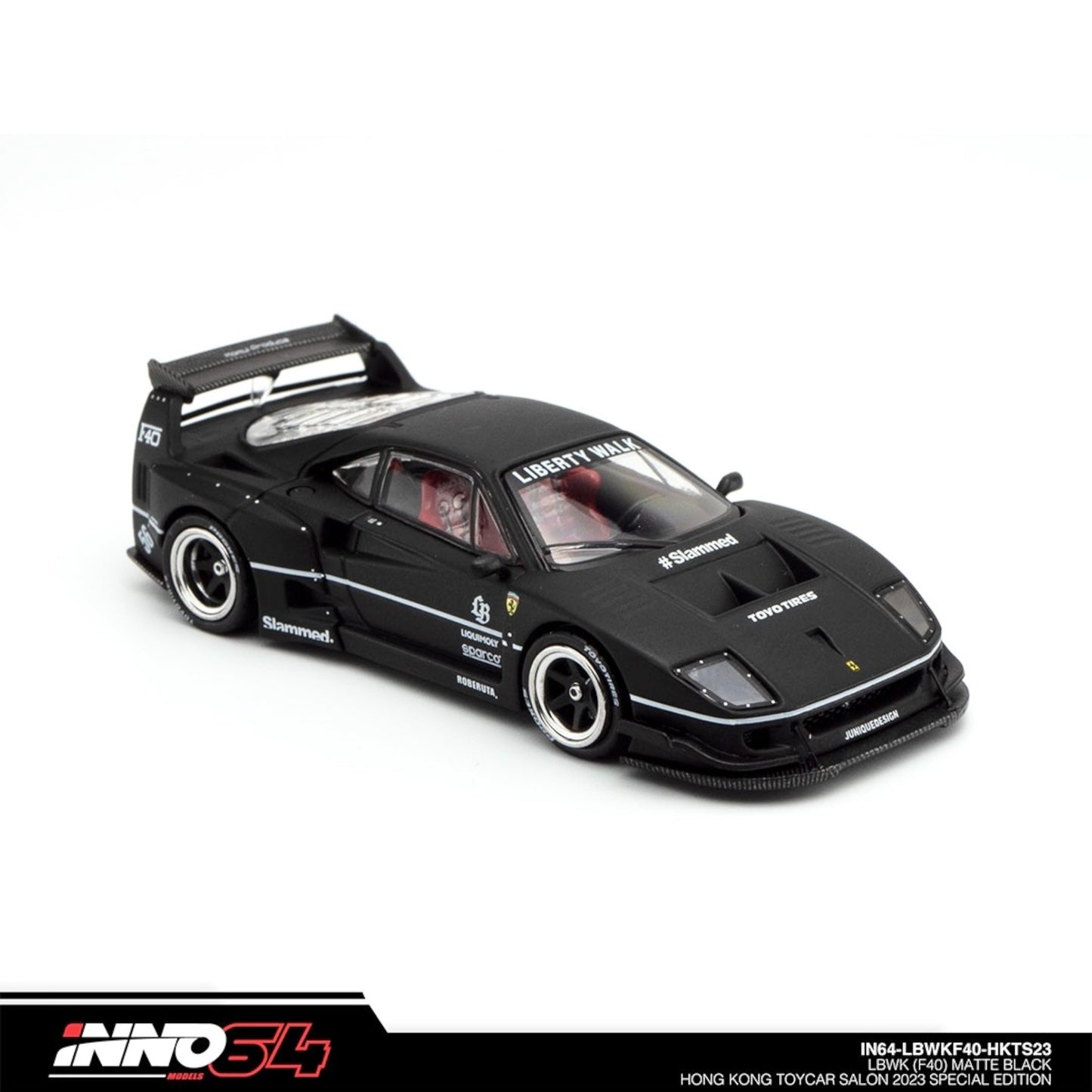 INNO64 - LBWK Ferrari F40, black/white - 1:64 - IN64-LBWKF40-HKTS23