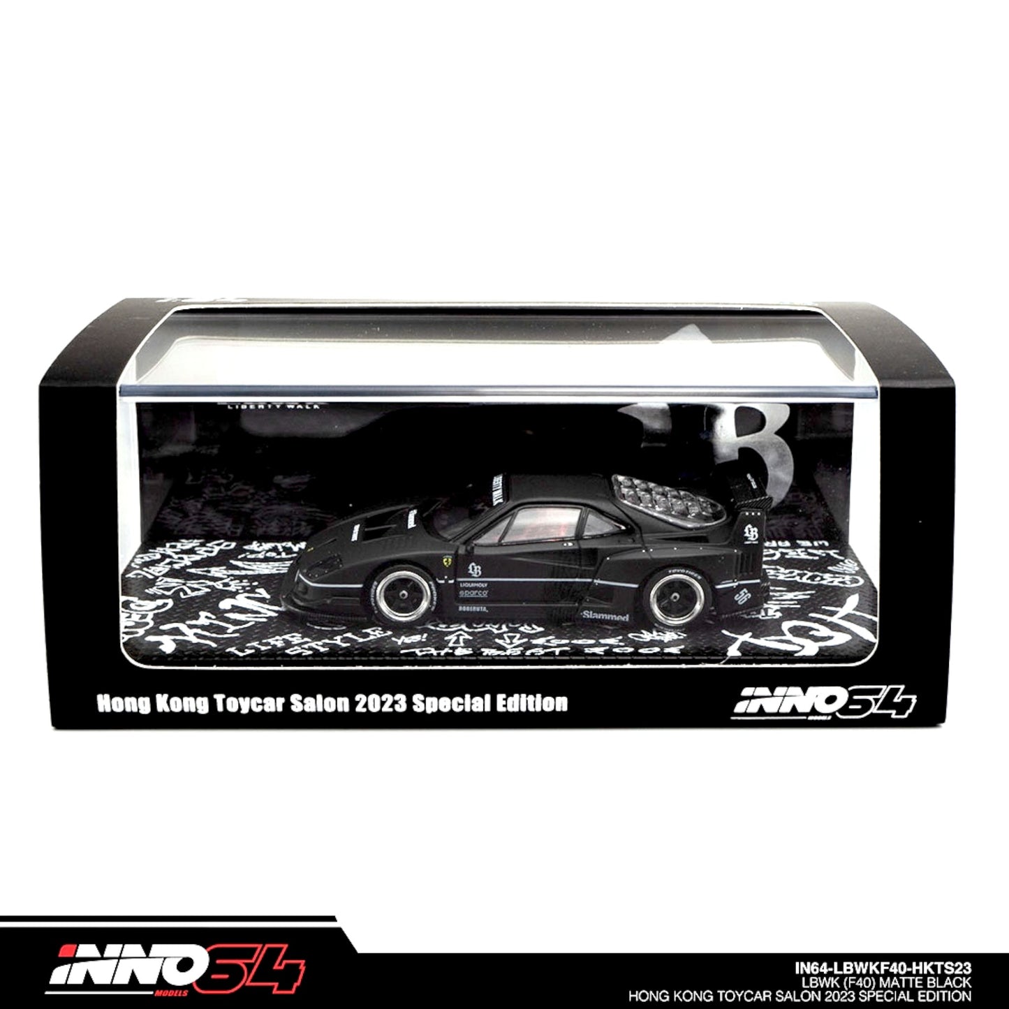 INNO64 - LBWK Ferrari F40, black/white - 1:64 - IN64-LBWKF40-HKTS23