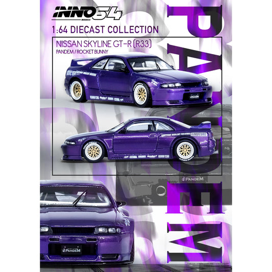 INNO64 - Pre-Order - Nissan Skyline GT-R (R33) "Pandem / Rocket Bunny" Purple - IN64-R33P-PPL