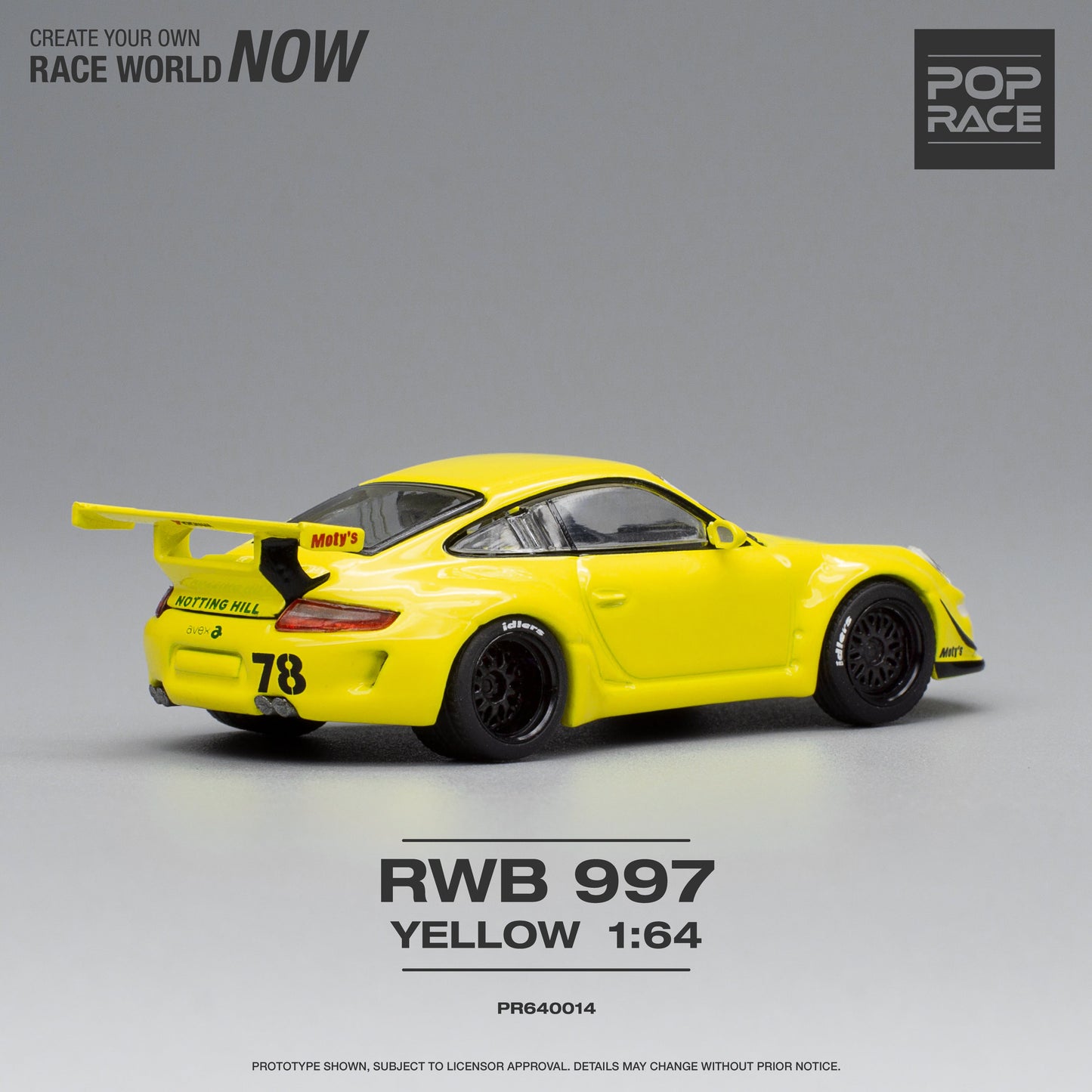 Pop Race - Porsche RWB 997, yellow - PR640014 - 1:64