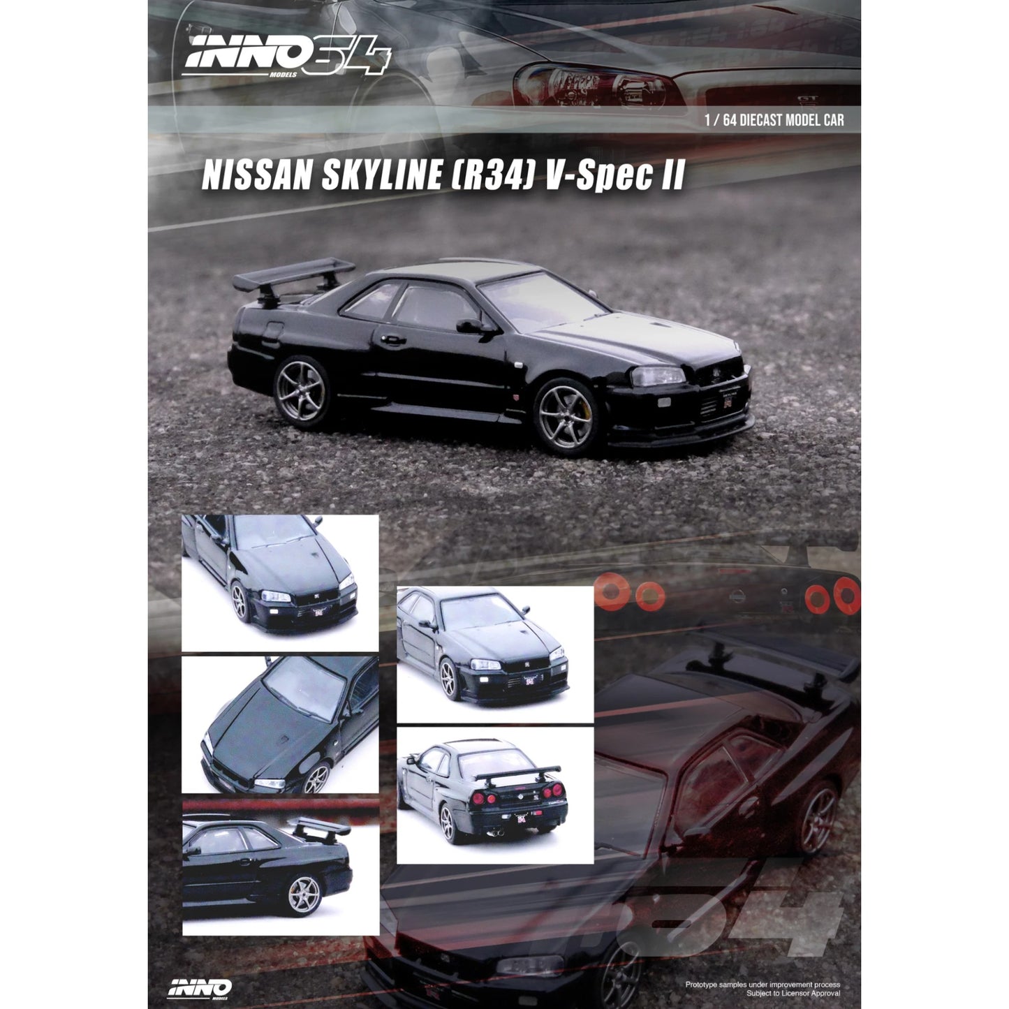 INNO64 - Nissan Skyline GT-R (R34) V-Spec II, black - 1:64 - IN64-R34-VSBLA