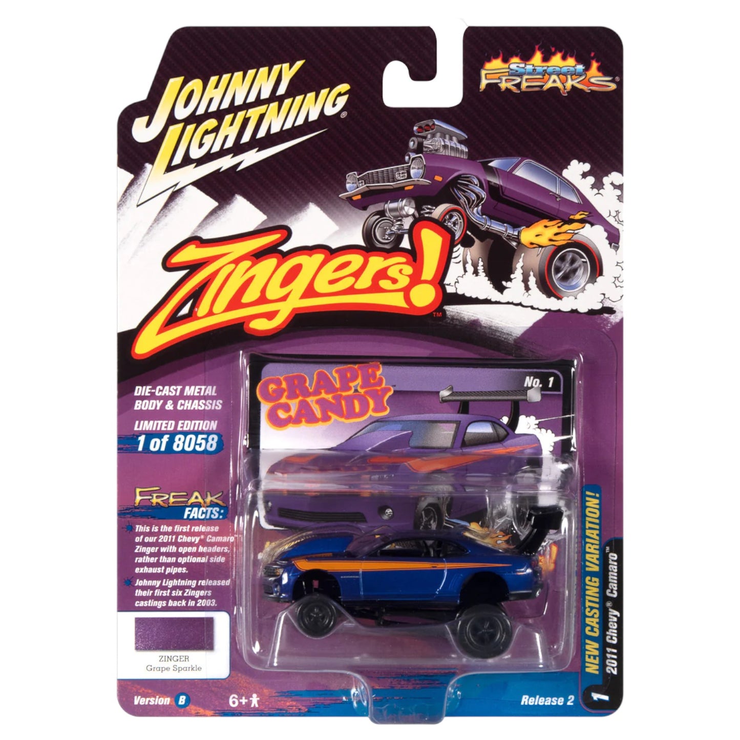 Johnny Lightning - Street Freaks - 2011 Chevrolet Camaro (Zingers), violet -1:64