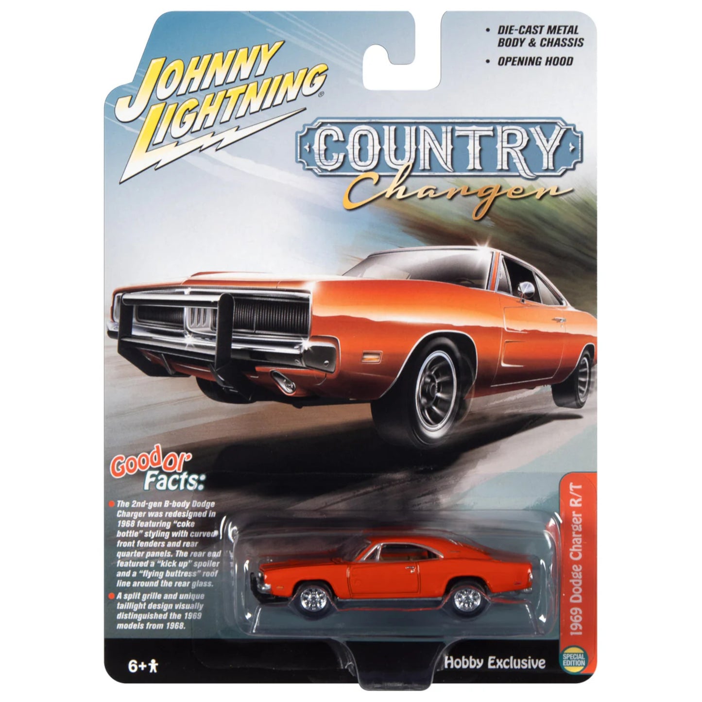 Johnny Lightning - 1969 Dodge Charger R/T, orange - JLSP206 - Country Charger