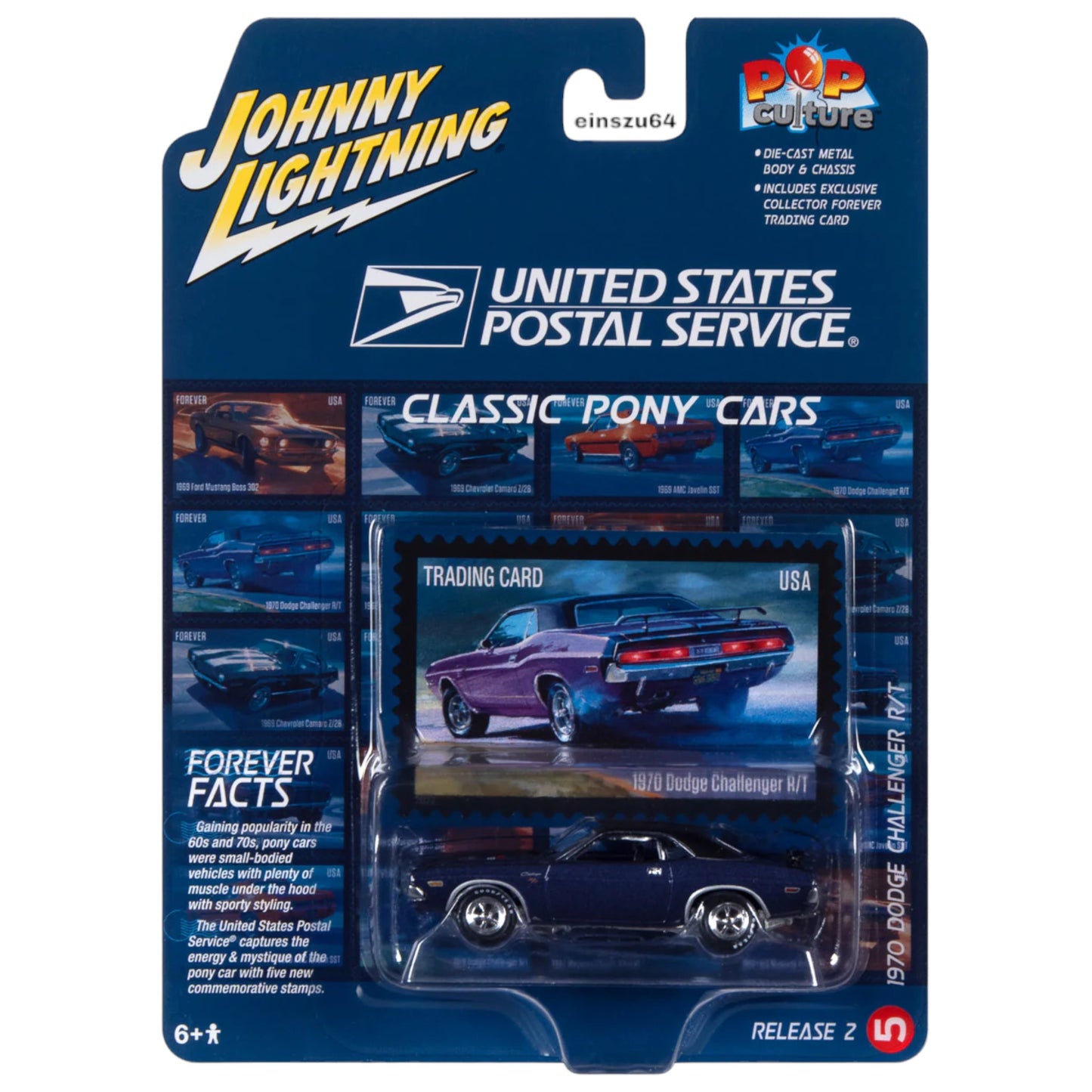 Johnny Lightning - 1970 Dodge Challenger R/T *USPS*, purple - JLSP331