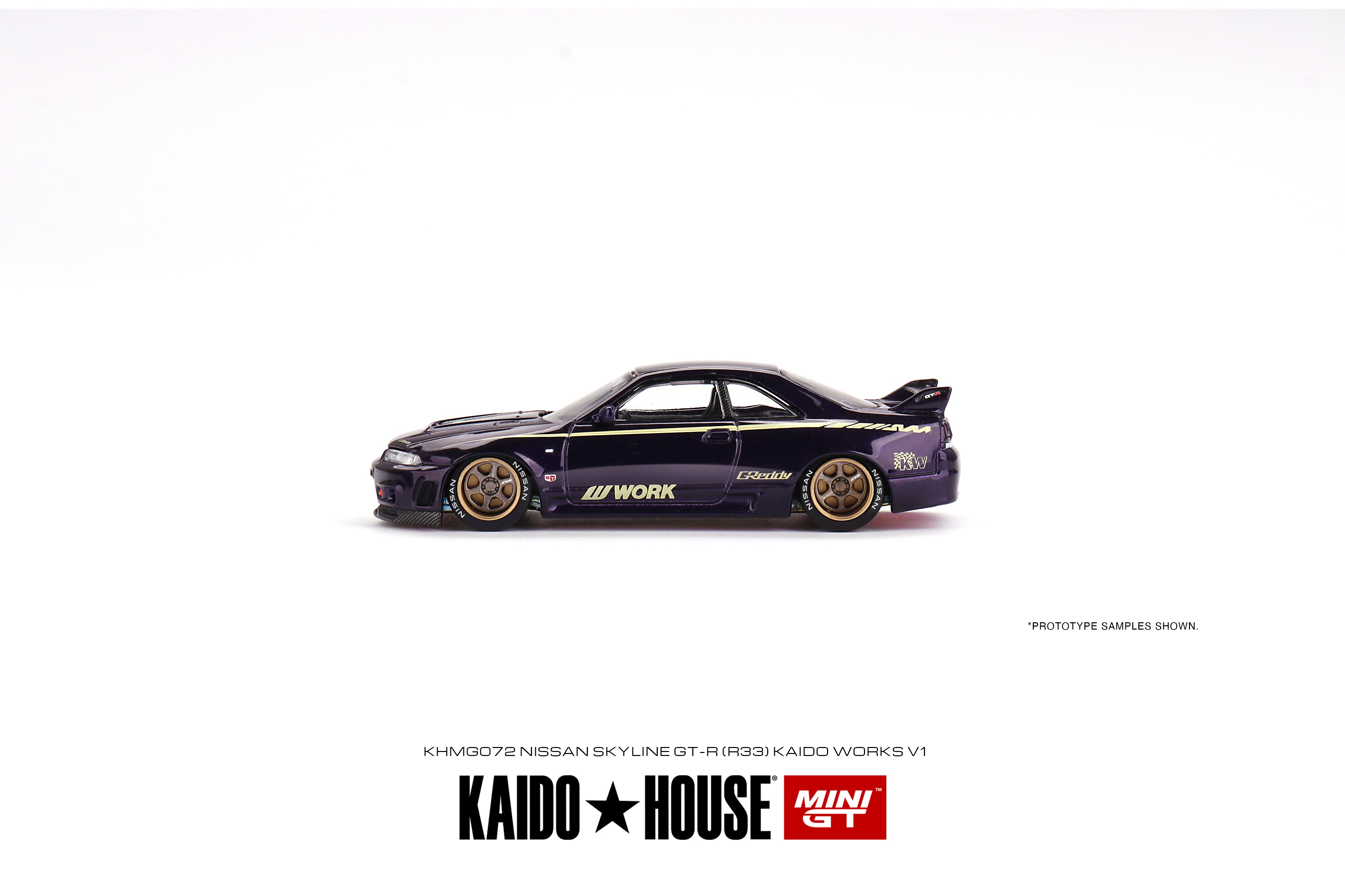 Mini GT Kaido House - Nissan Skyline GT-R (R33) Kaido Works V1 - KHMG072 -  1:64