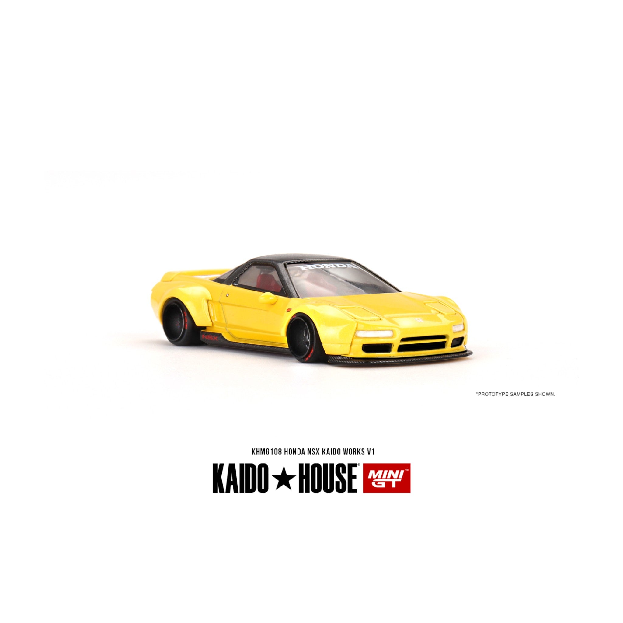 Mini GT Kaido House - Pre-Order - Honda NSX Kaido WORKS V1, yellow -  KHMG0108 - 1:64