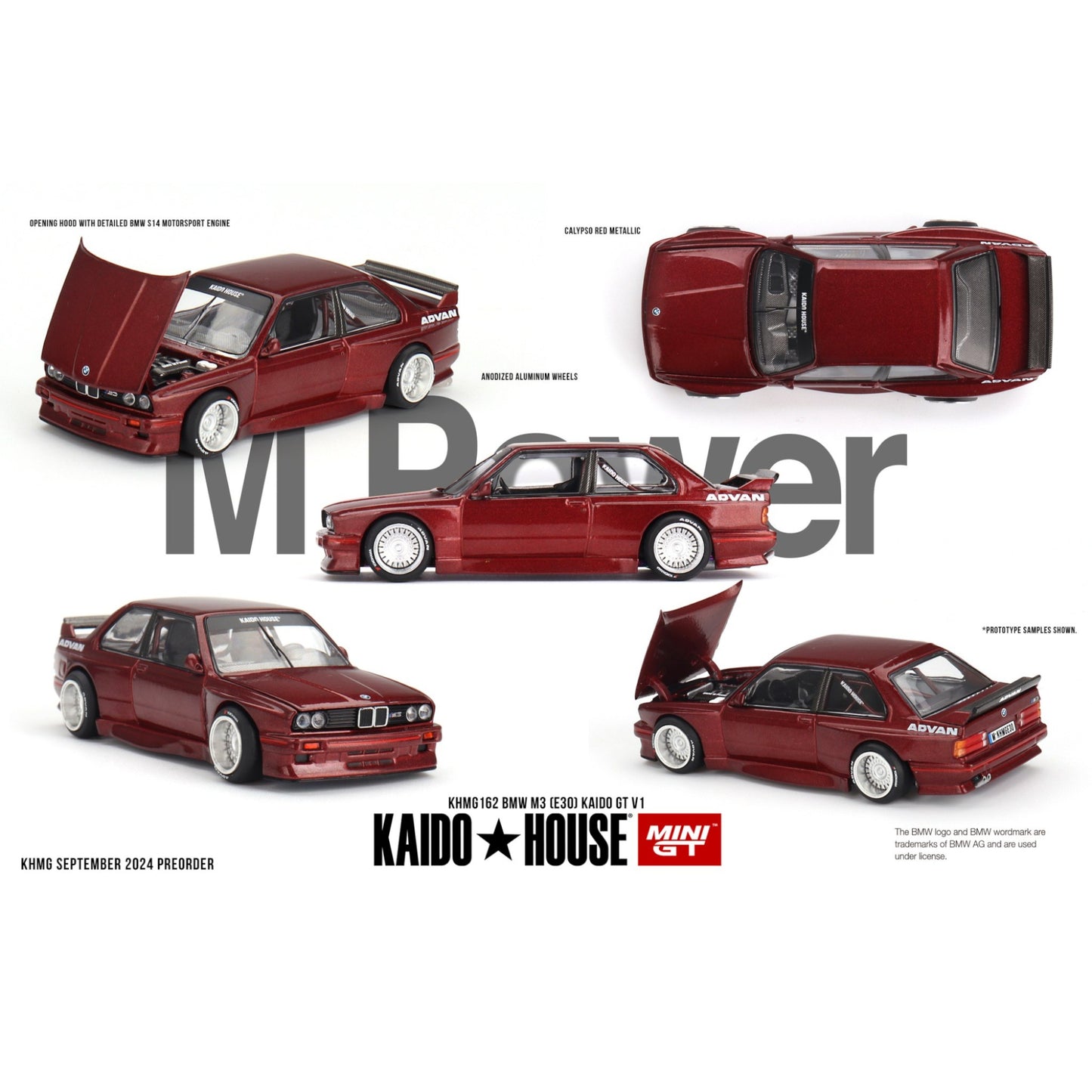 Mini GT Kaido House - Pre-Order - BMW M3 (E30) GT V1, maroon - KHMG162 - 1:64