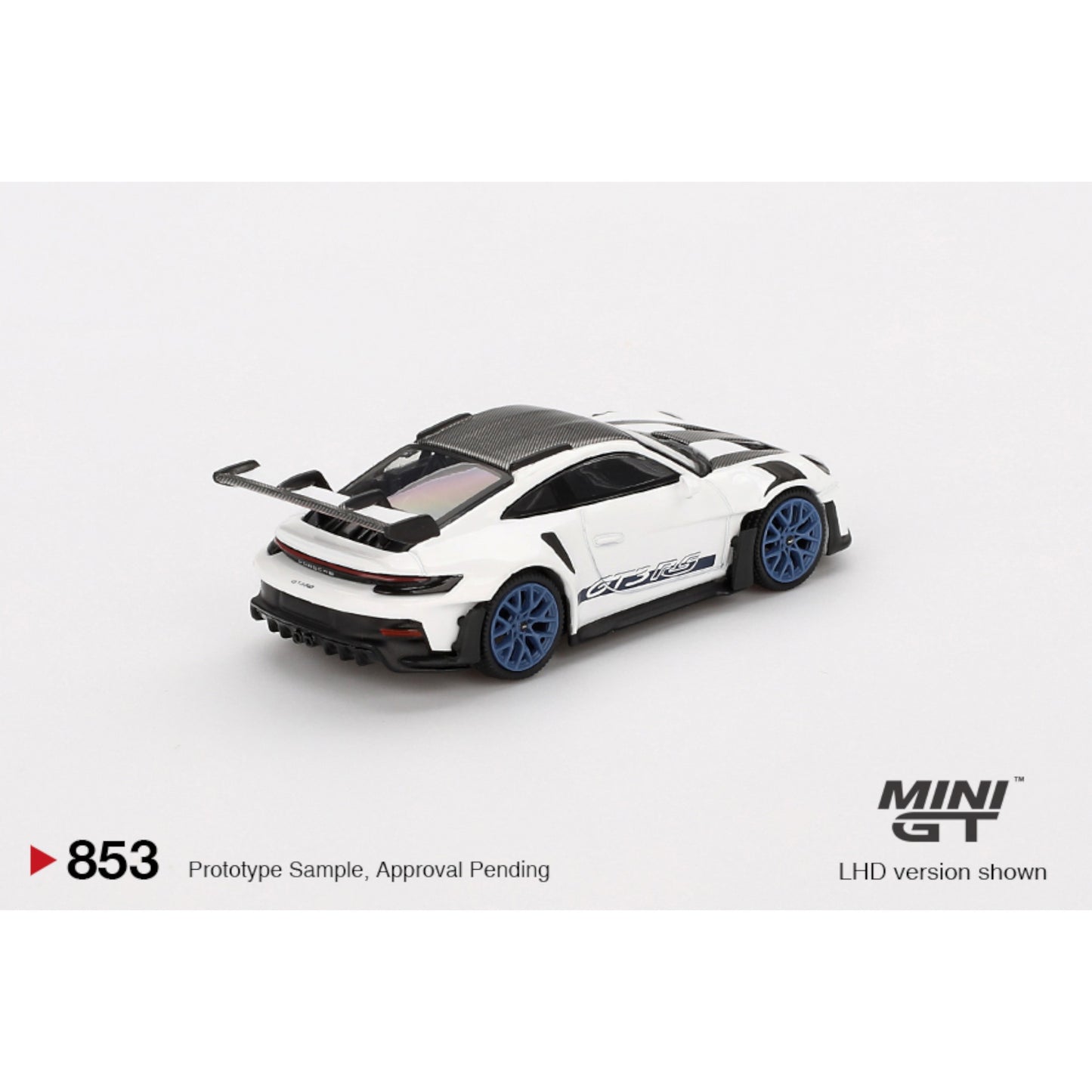 Mini GT - Pre-Order - Porsche 911 (992) GT3 RS Weissach Package White / Indigo Blue - MGT00853 (LHD)