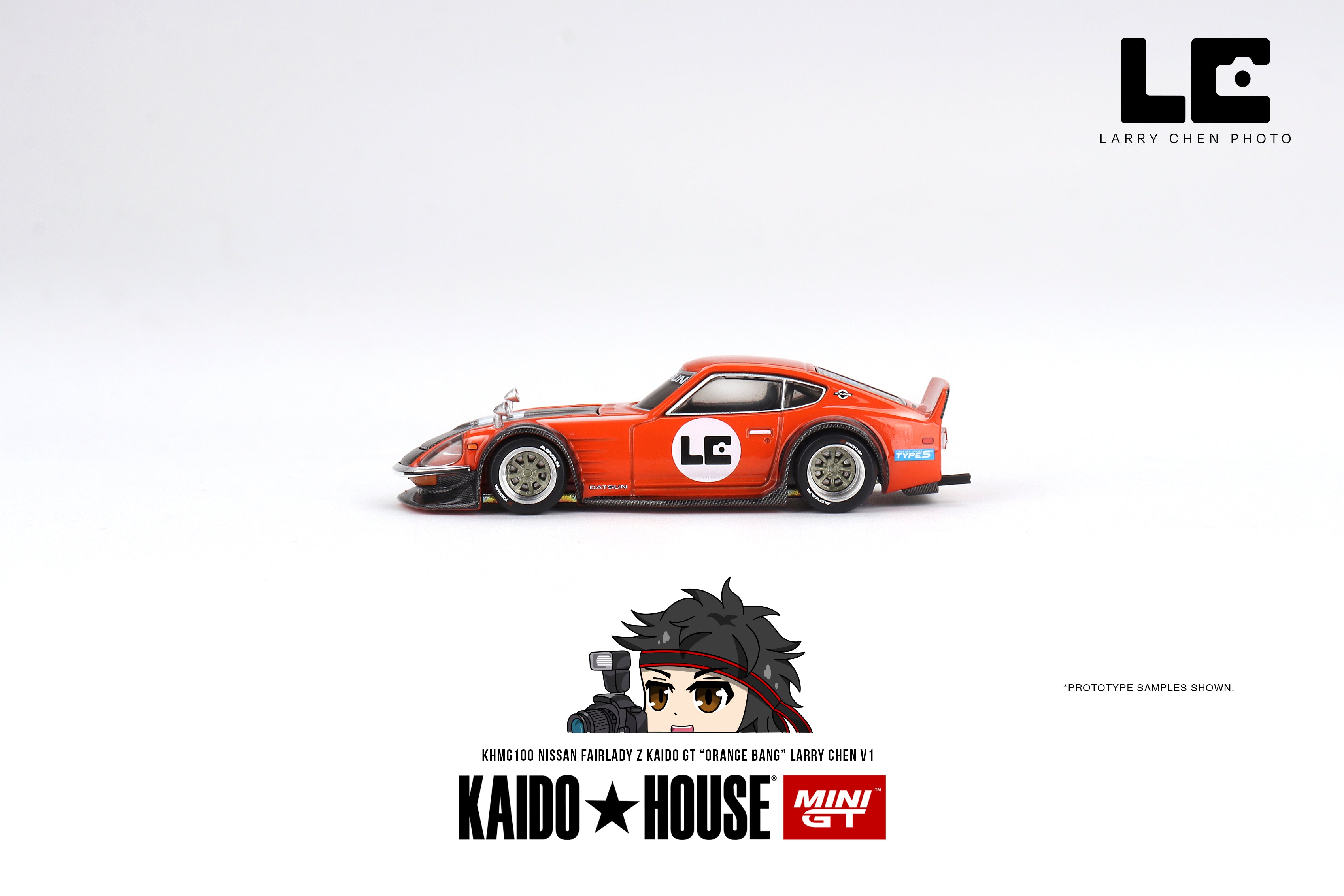 Mini GT Kaido House - Pre-Order - Nissan Fairlady Z *Kaido GT Larry Chen V1  *Orange Bang* - MGTKHMG100 - 1:64