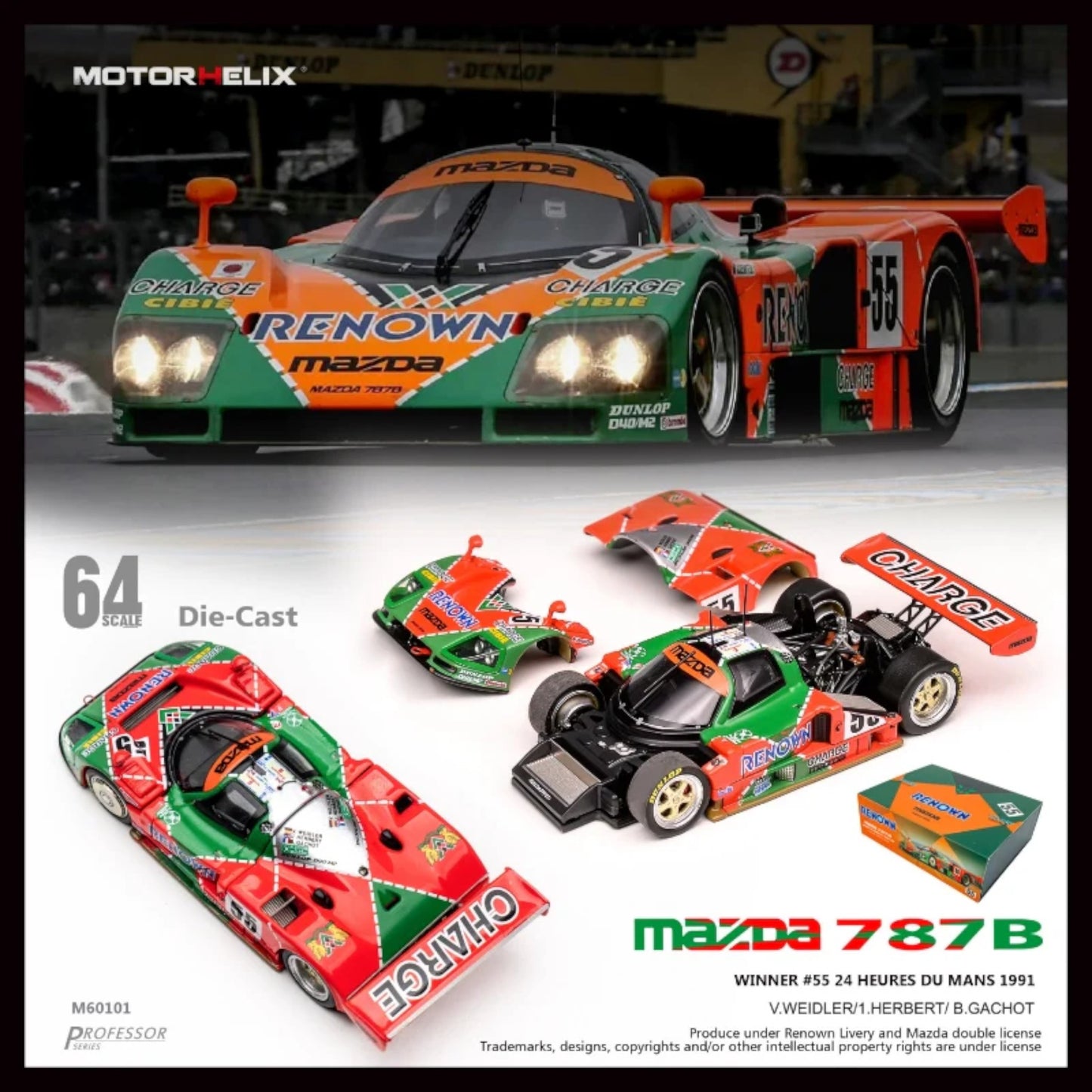 Motorhelix - Pre-Order - Mazda 787B Winner #55 24 Heures Du Mans 1991 - M60101