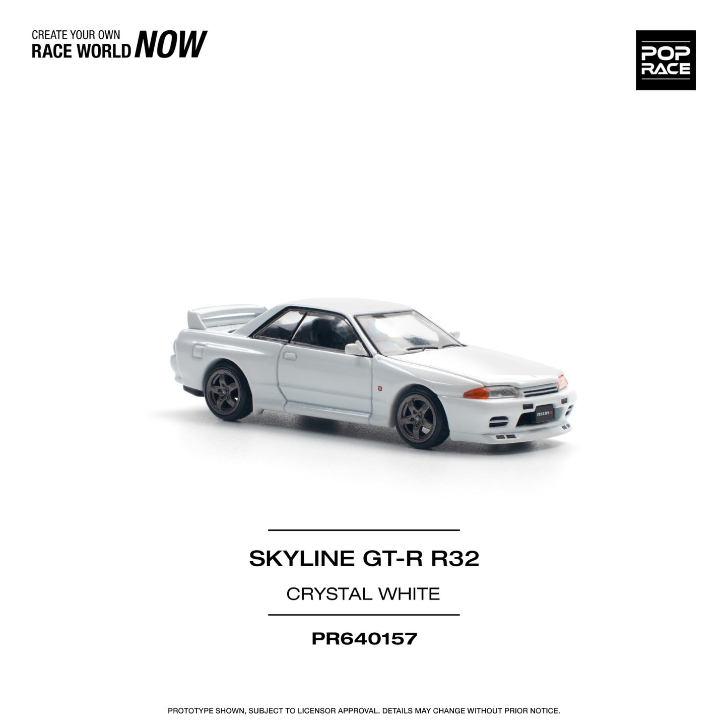 Pop Race - Pre-Order - Nissan Skyline GT-R R32 Chrystal White - PR640157 - 1:64