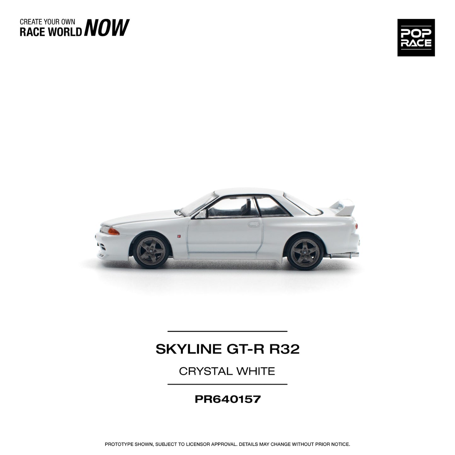 Pop Race - Pre-Order - Nissan Skyline GT-R R32 Chrystal White - PR640157 - 1:64