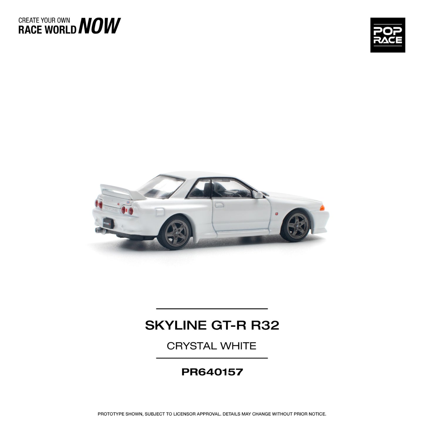 Pop Race - Pre-Order - Nissan Skyline GT-R R32 Chrystal White - PR640157 - 1:64