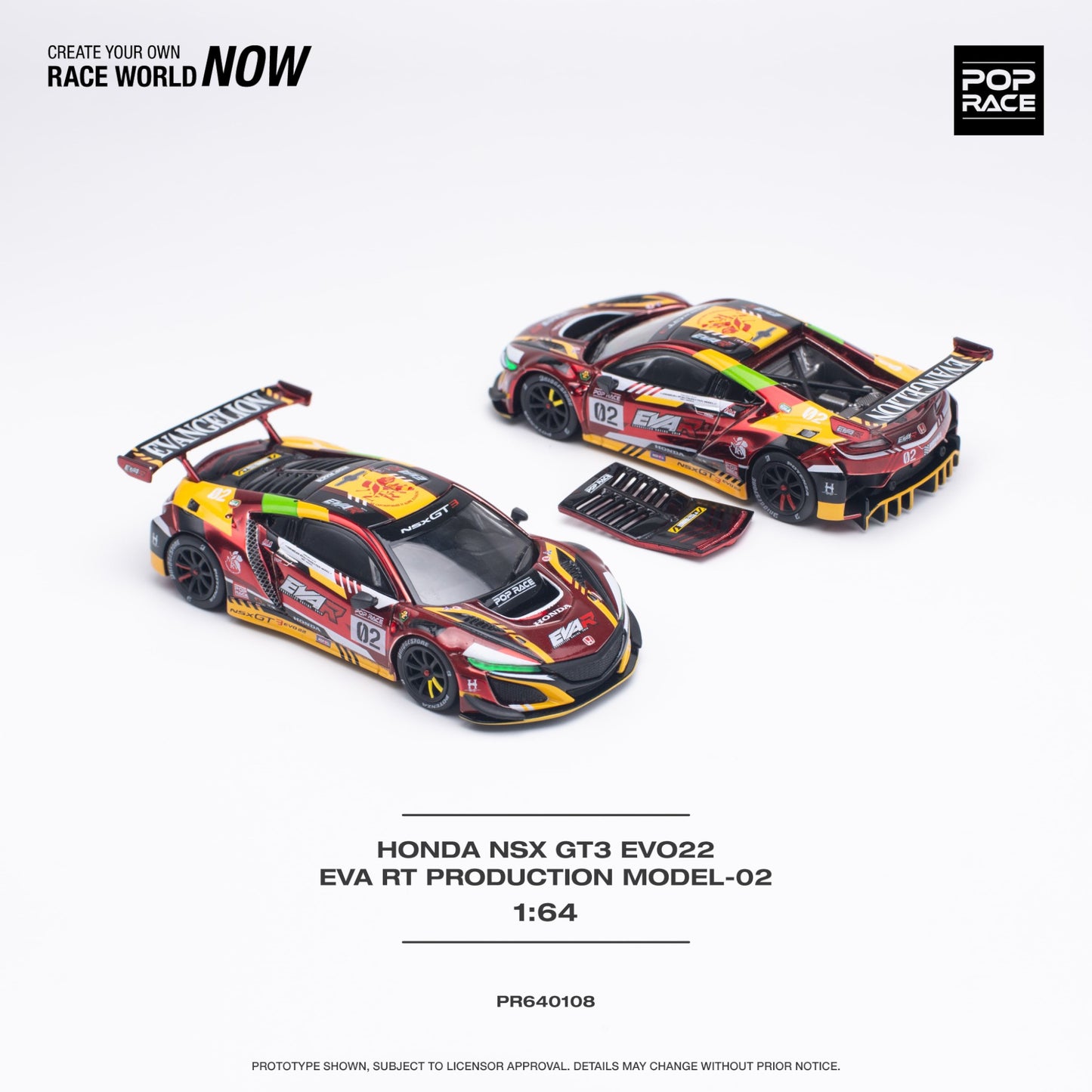 Pop Race - Honda NSX GT3 Evo22 Eva RT Production Model-2 - PR640108 - 1:64