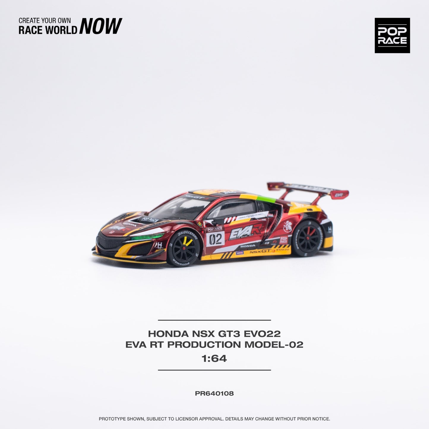 Pop Race - Honda NSX GT3 Evo22 Eva RT Production Model-2 - PR640108 - 1:64