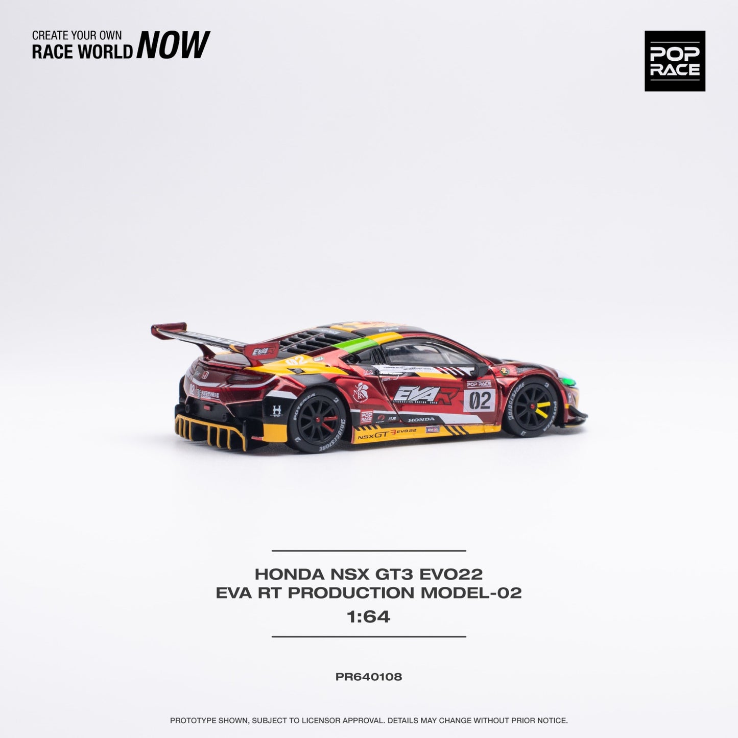 Pop Race - Honda NSX GT3 Evo22 Eva RT Production Model-2 - PR640108 - 1:64