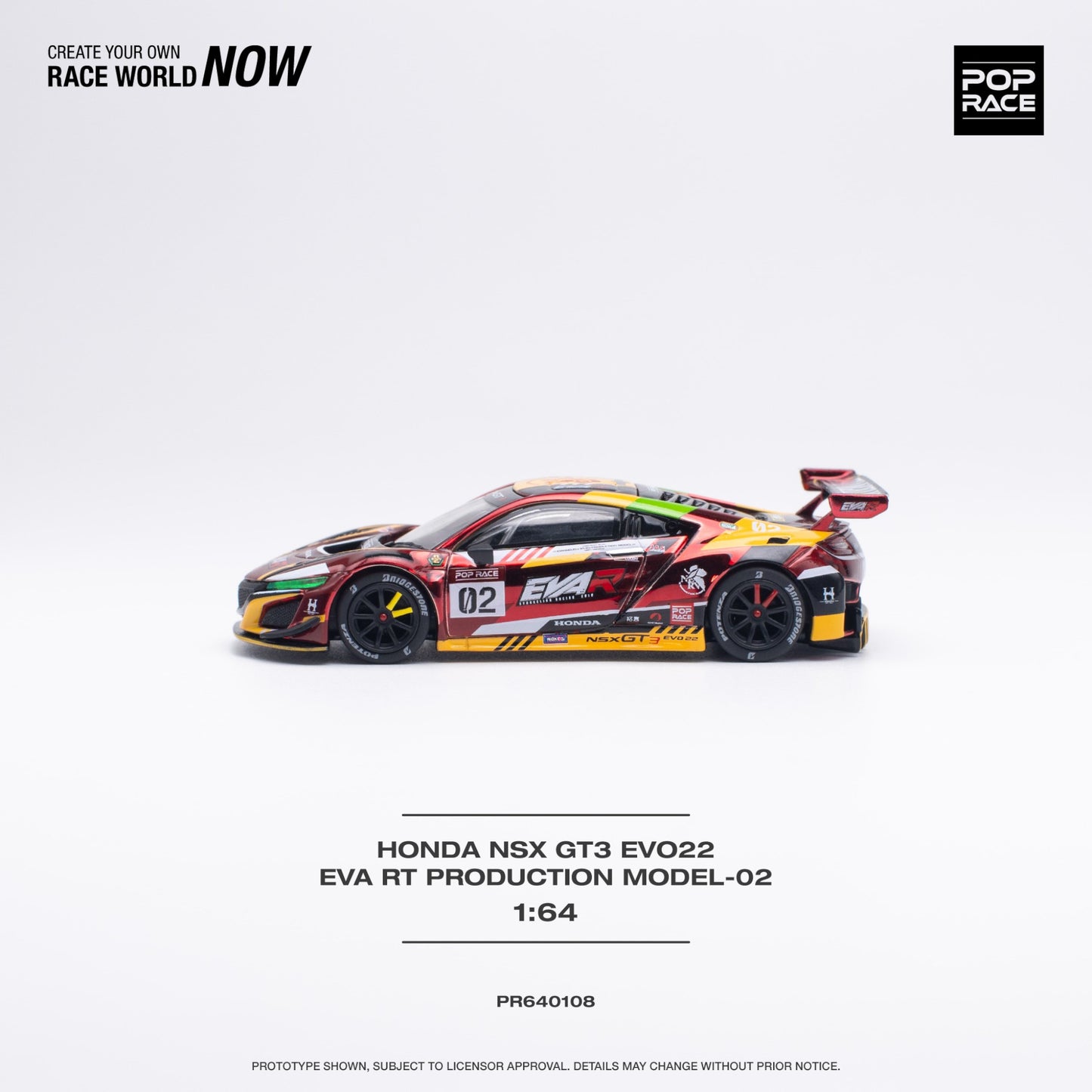 Pop Race - Honda NSX GT3 Evo22 Eva RT Production Model-2 - PR640108 - 1:64