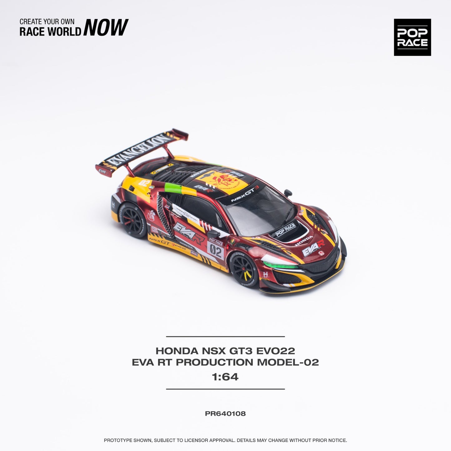 Pop Race - Honda NSX GT3 Evo22 Eva RT Production Model-2 - PR640108 - 1:64