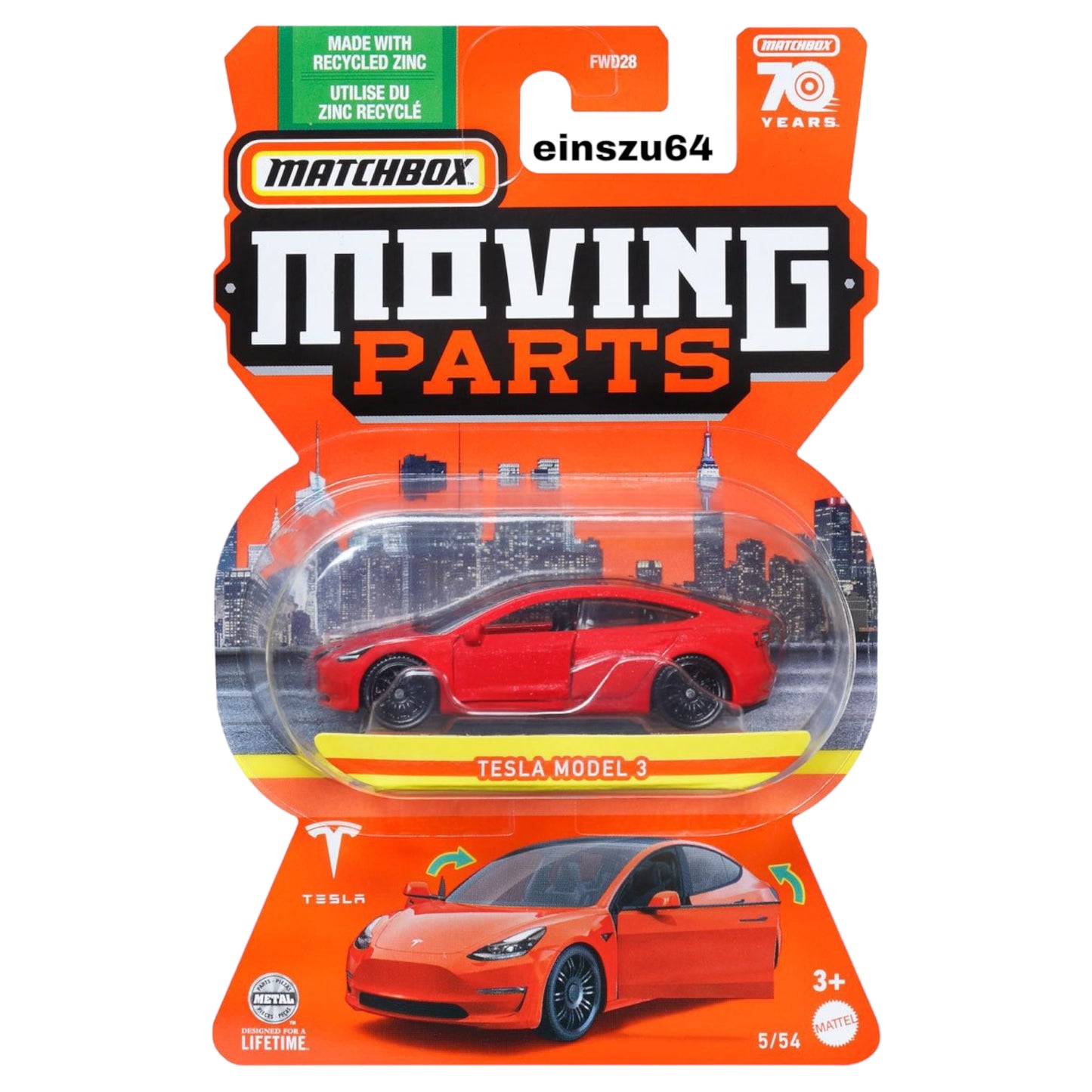 Matchbox 2023 - Moving Parts - Tesla Model 3 - HLF90