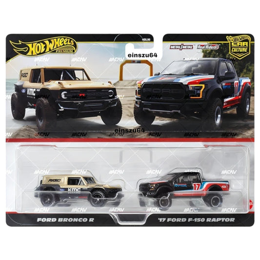 Hot Wheels 2024 - Pre-Order - 2-Pack - 2017 Ford F150 Raptor & Ford Bronco R - HRR77 - 1:64