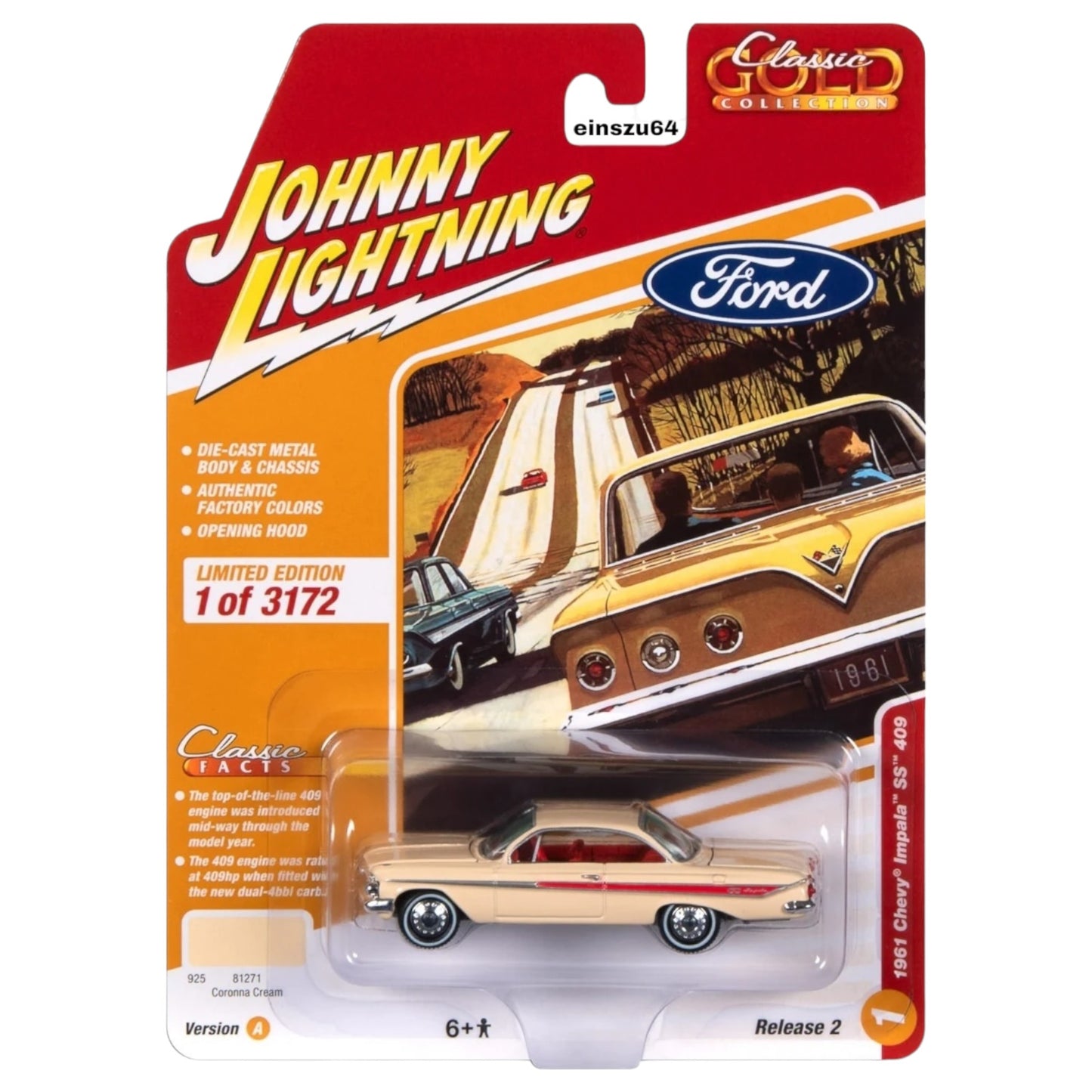 Johnny Lightning - 1961 Chevrolet Impala coronna cream - Classic Gold - JLSP353A