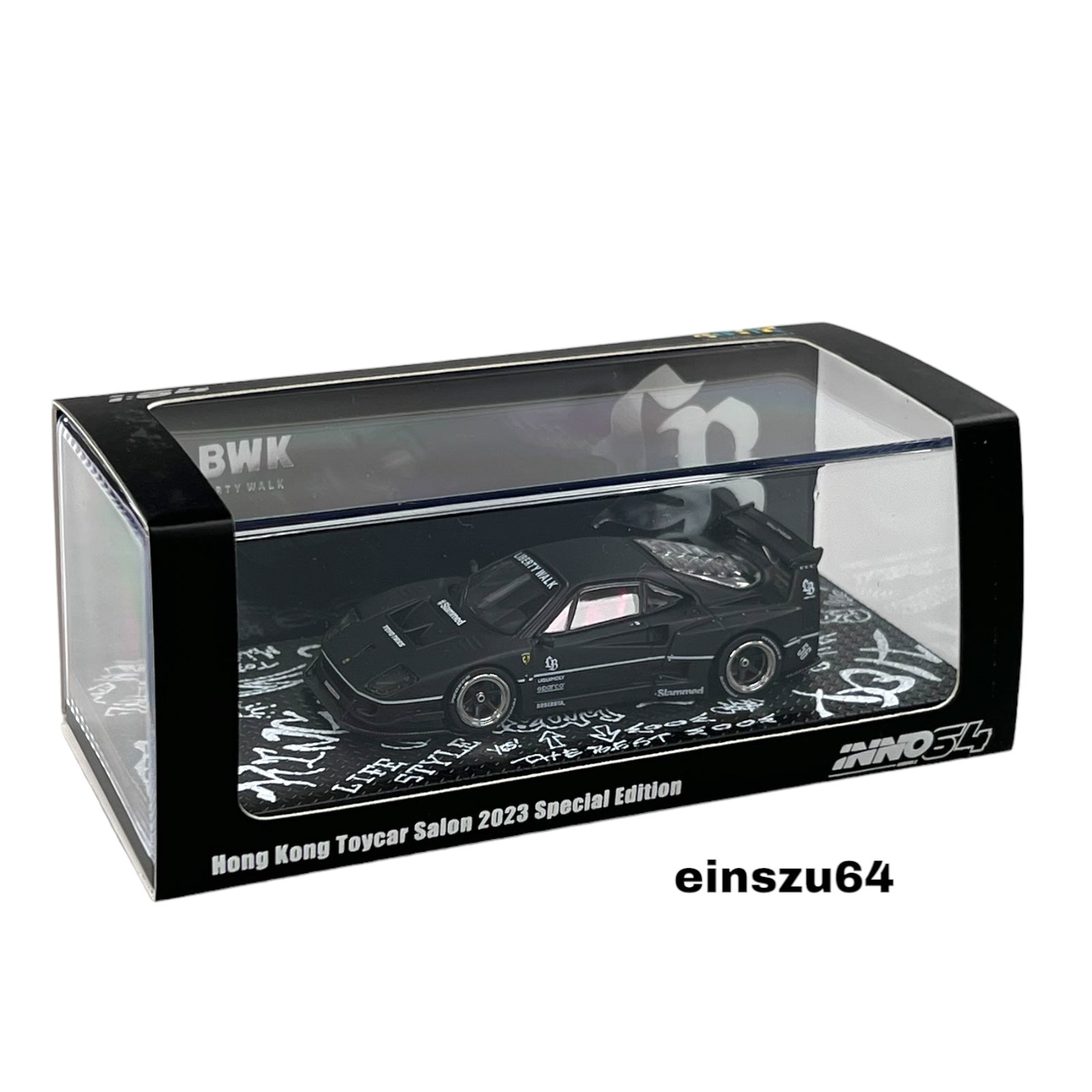 INNO64 - LBWK Ferrari F40, black/white - 1:64 - IN64-LBWKF40-HKTS23