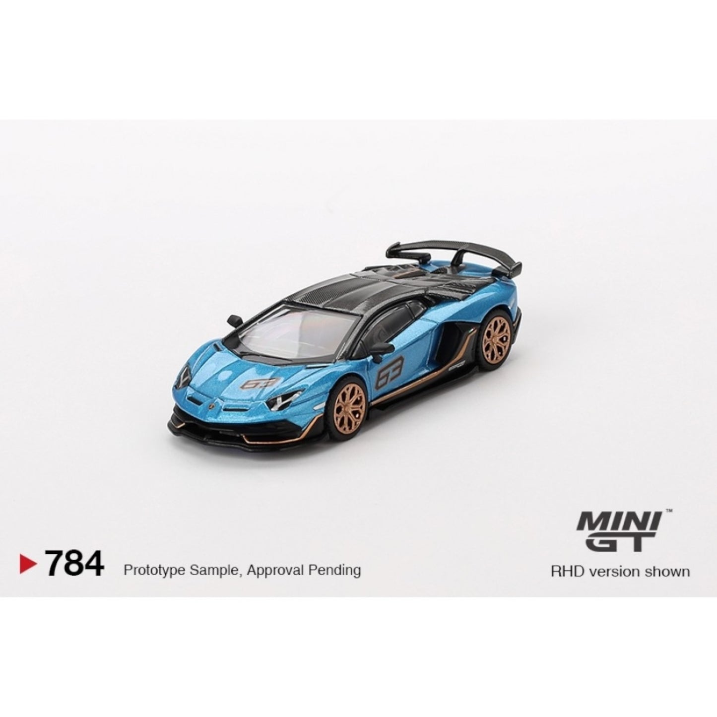 Mini GT - Pre-Order - 2023 Lamborghini Aventador SVJ 63, blu aegir - MGT00784 (LHD) - 1:64