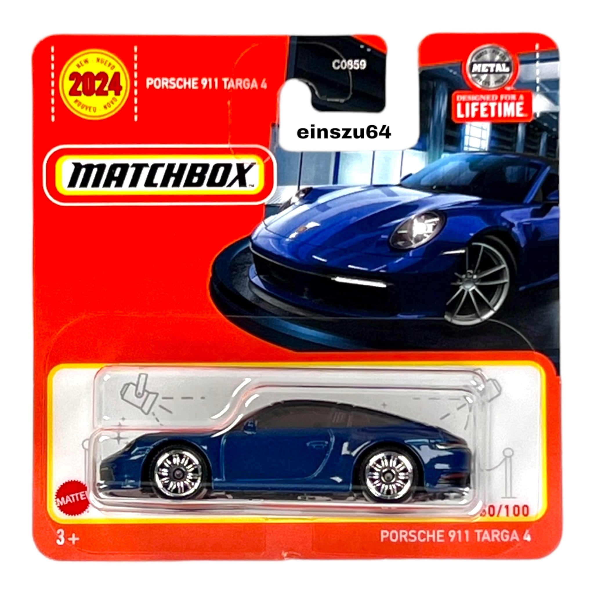 Matchbox 2024 Porsche 911 Targa 4 HVN28 60 100 1 64 einszu64