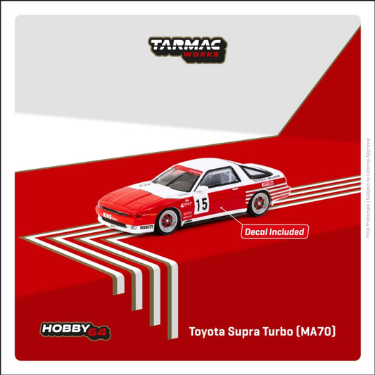 Tarmac Works - 1987 Toyota Supra Turbo (MA70) #15, red/white - T64-064-87RTC15