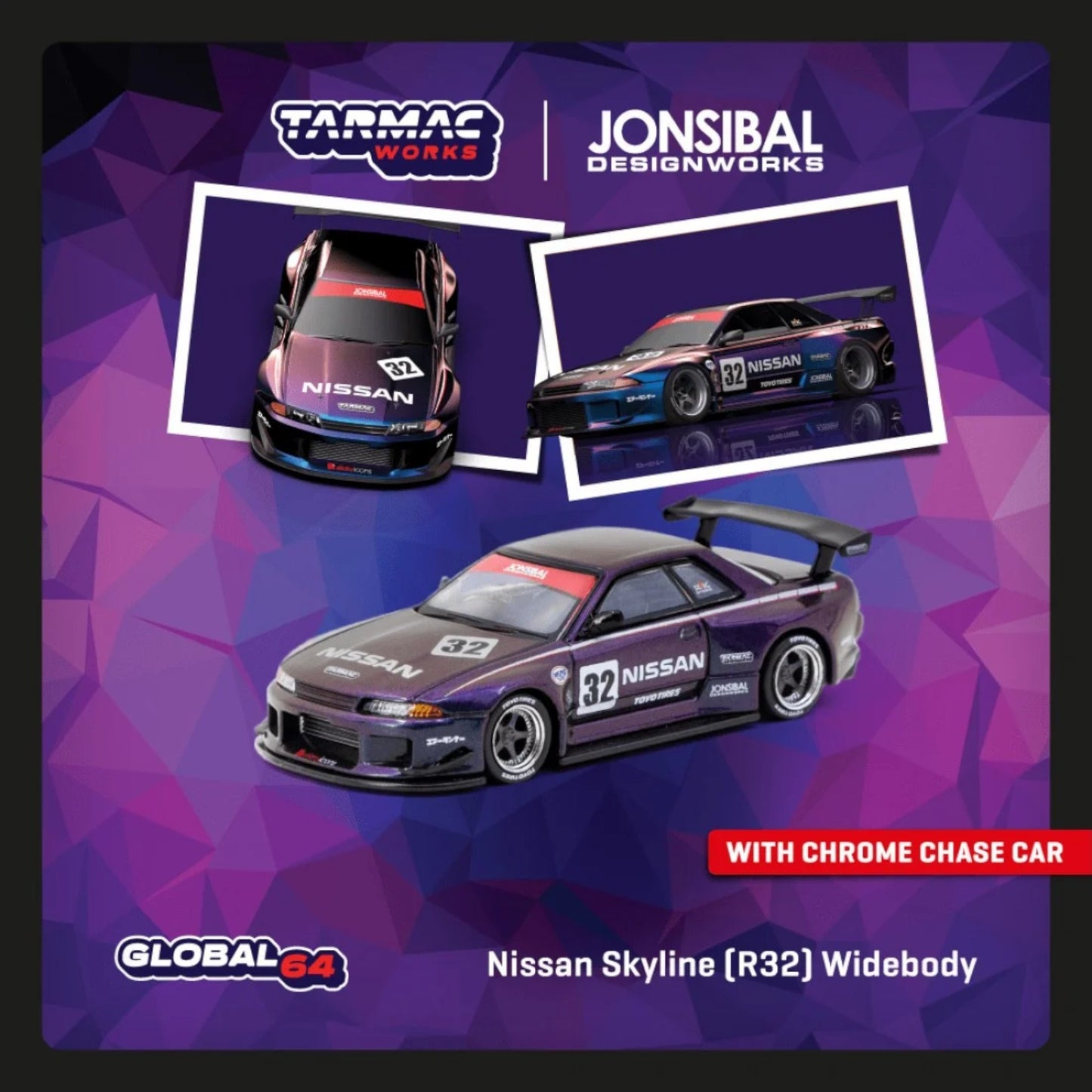 Tarmac Works - Pre-Order - Nissan Skyline (R32) Widebody, midnight purple - T64G-061-MP