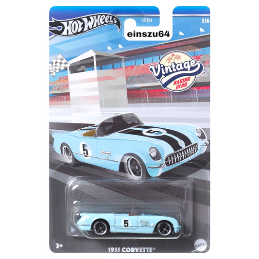 Hot Wheels 2024 - Vintage Racing Club - 1955 Corvette #5, light blue - HRV01 - 1:64