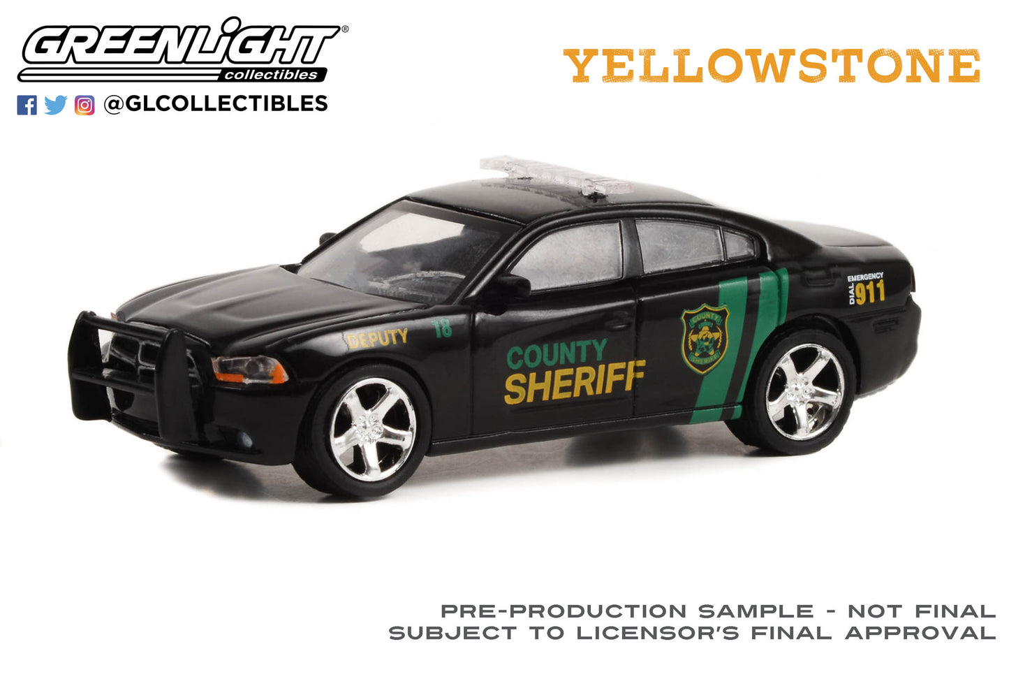 Greenlight - 2011 Dodge Charger Pursuit - Yellowstone - 44980-D - Hollywood 38 - 1:64